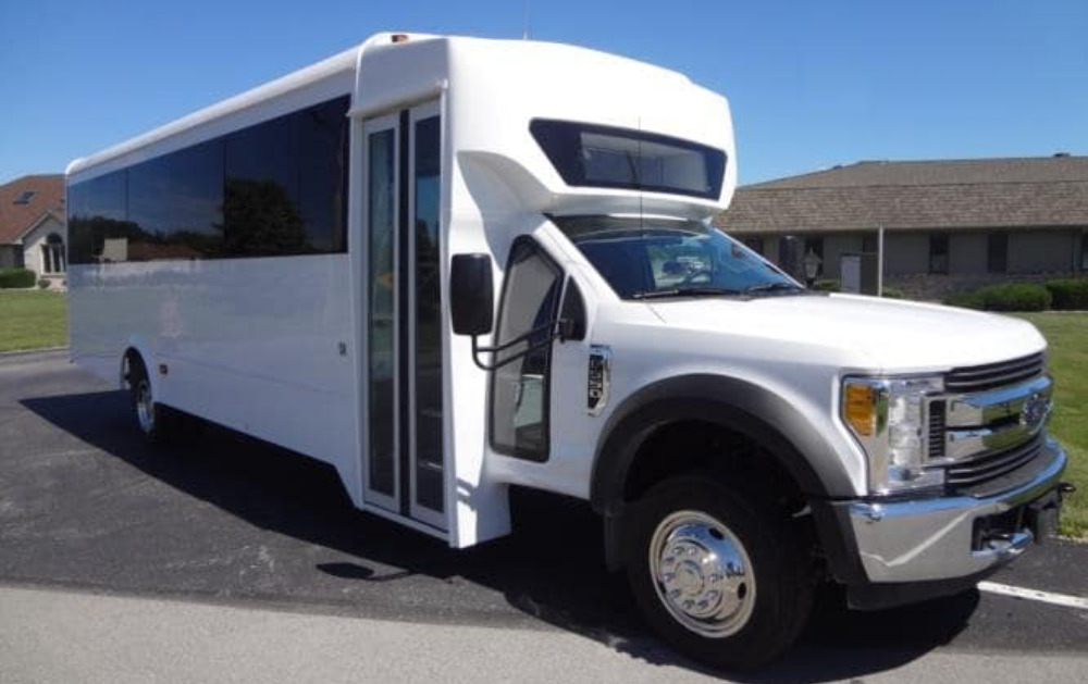 White 30 seater deluxe bus on rent
