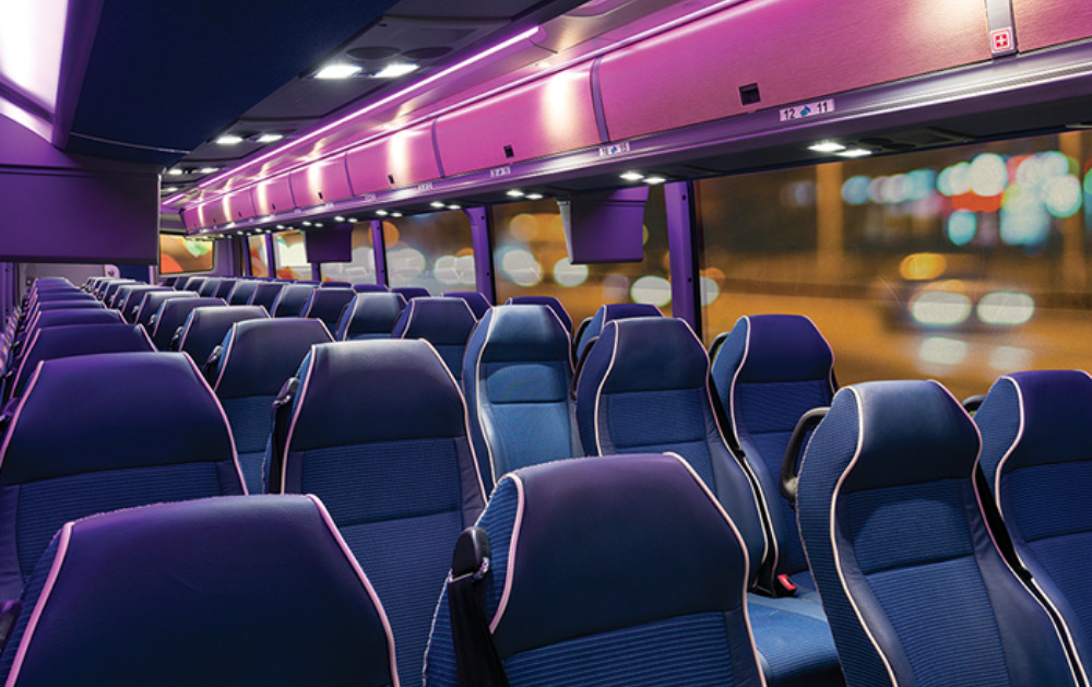 Seats of 56 seater luxury coach bus