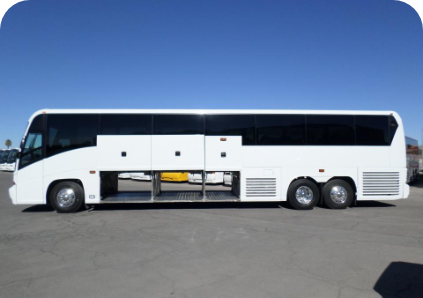 56 seater coach bus with open storage doors