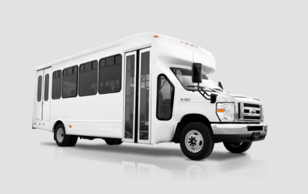 White mini bus for rent