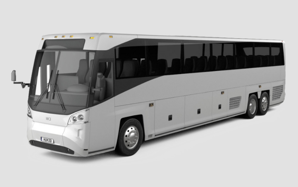 54 Seater white luxury coach bus on rent