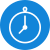 Blue and white icon of wall clock